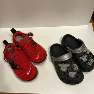 Nike (size 12c) and Crocs (size 11) Little Kid shoe Bundle